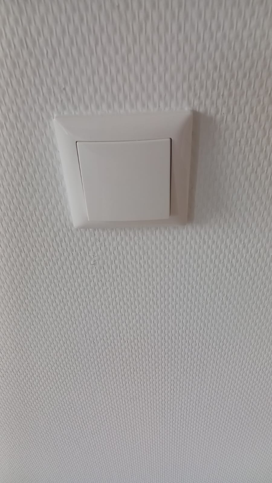 Afgewerkte wand met een strak gemonteerd lichtschakelpunt